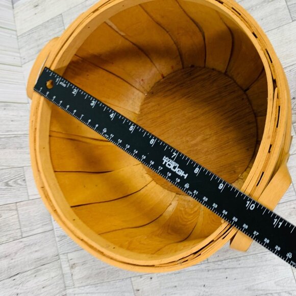 Rustic Wooden Bushel Basket Storage Handles Farmers Market Home Cabin Decor 11" - Picture 9 of 9